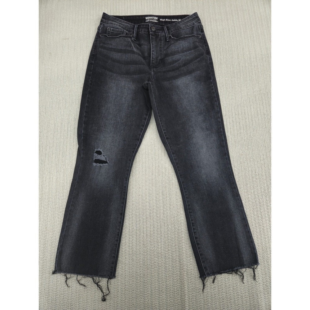 Levi's Signature Jeans Womens 8 28x24 Black Denim High Rise Ankle Slim